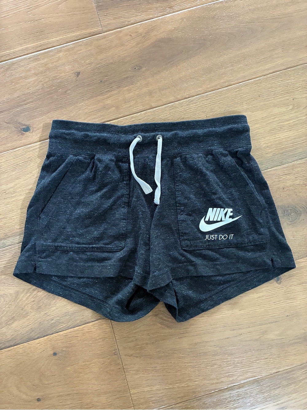 Nike Black Casual Drawstring Pocket Shorts with White Logo